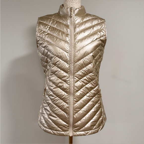 NWOT J.McLaughlin Metallic Gold Goose Down Lumi Vest Size Small - Picture 5 of 16